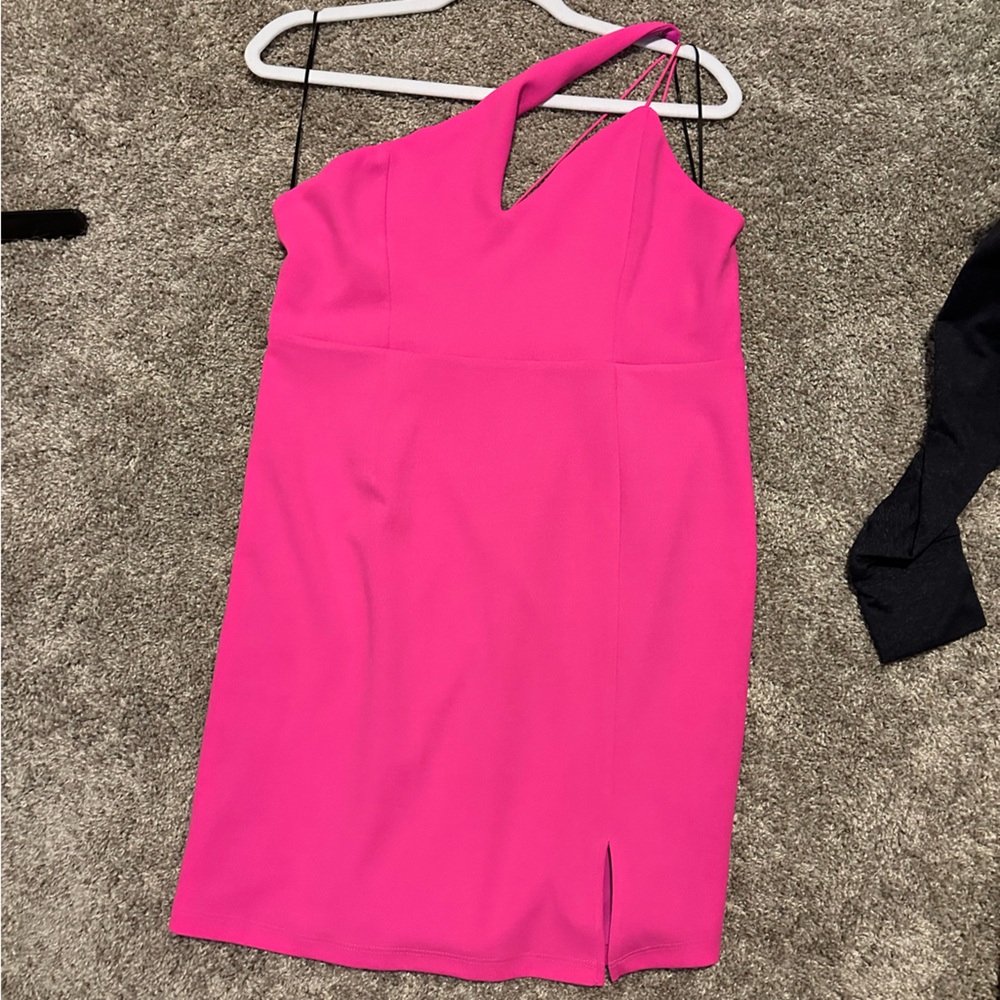 Hot Pink one shoulder mini dress